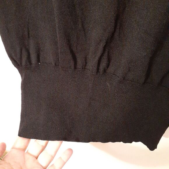 Jones Wear Top Black Beaded Crewneck Short Cap Sleeve Knit Blouse Summer S Shirt - Picture 4 of 11